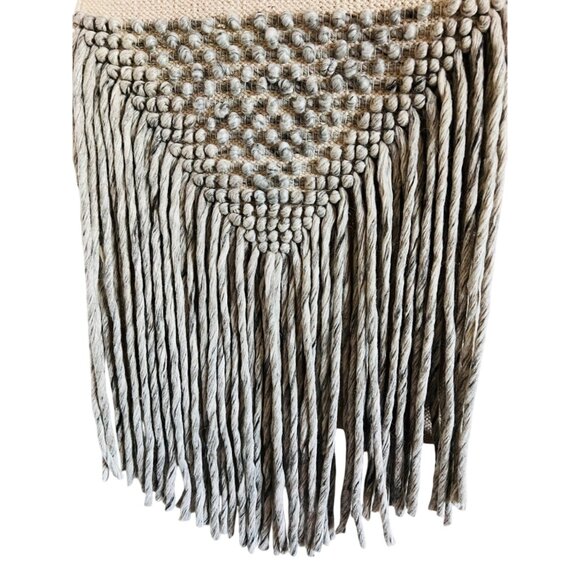 Handwoven Macramé Wall Hanging With Tassels Beige & Gray Boho Decor Rope Design - Picture 4 of 8